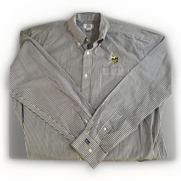 Minnesota Vikings Cutter & Buck Men’s Shirt Purple Stripe Button Down XL - Picture 2 of 6